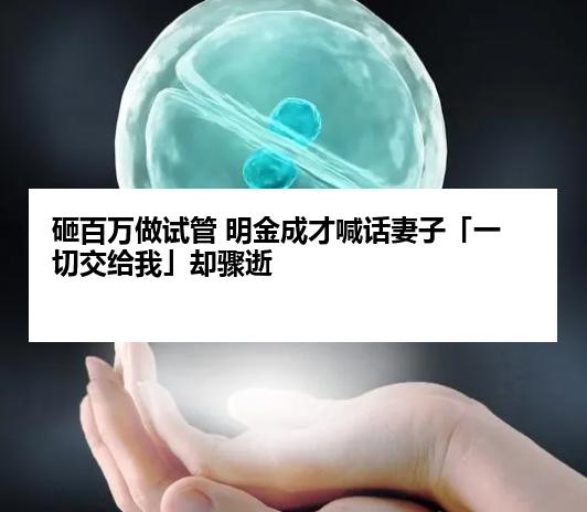 砸百万做试管 明金成才喊话妻子「一切交给我」却骤逝