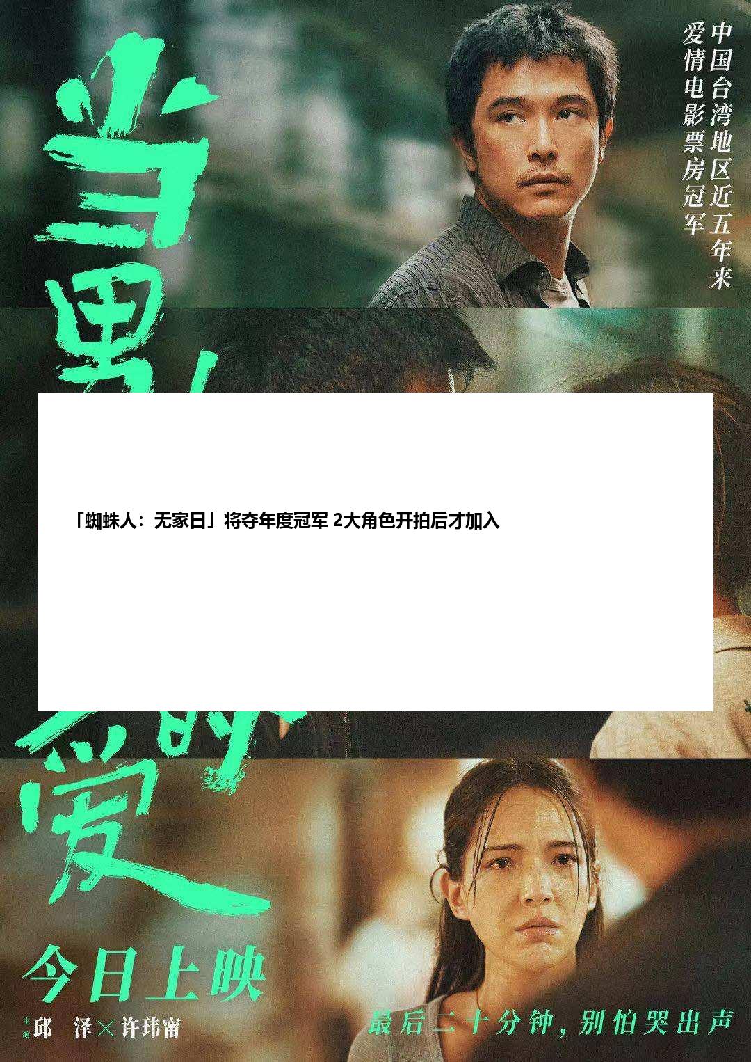 「蜘蛛人：无家日」将夺年度冠军 2大角色开拍后才加入