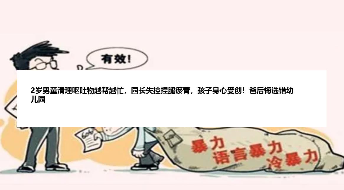 2岁男童清理呕吐物越帮越忙，园长失控捏腿瘀青，孩子身心受创！爸后悔选错幼儿园