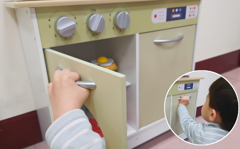 木制拟真玩具厨房，橄榄绿配色质感再升级