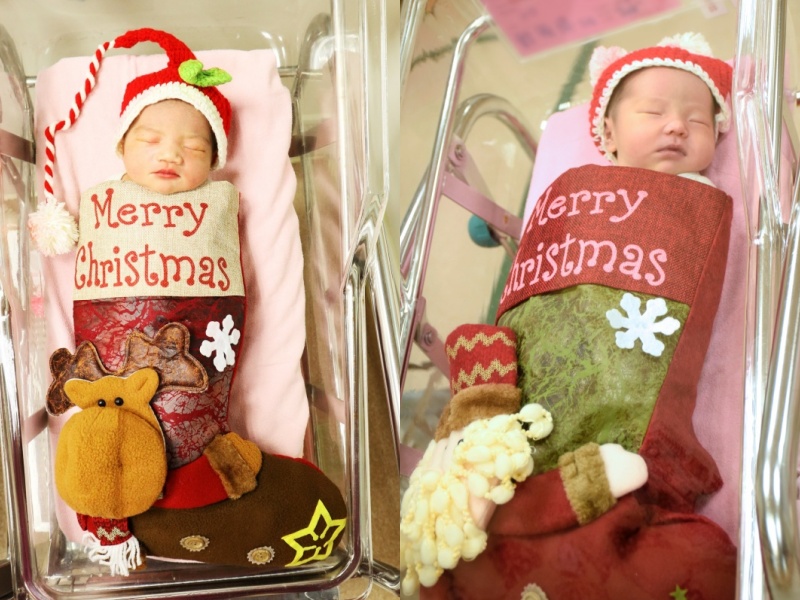 圣诞宝宝好吸睛！护理师巧思，让无法到院探视新生儿的家属仍能隔空祝福！