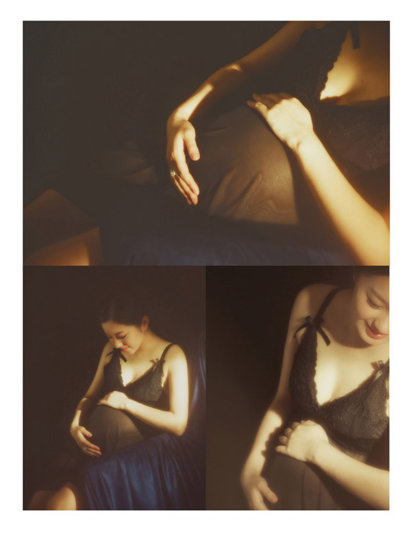 暗夜下孕妇照写真摄影