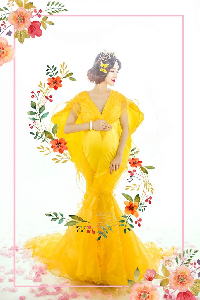 花绽蝶舞时尚型孕妇写真照