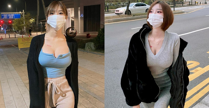脸可以遮但奶不行!「雪乳正妹」爆奶上街 展现惊人软实力